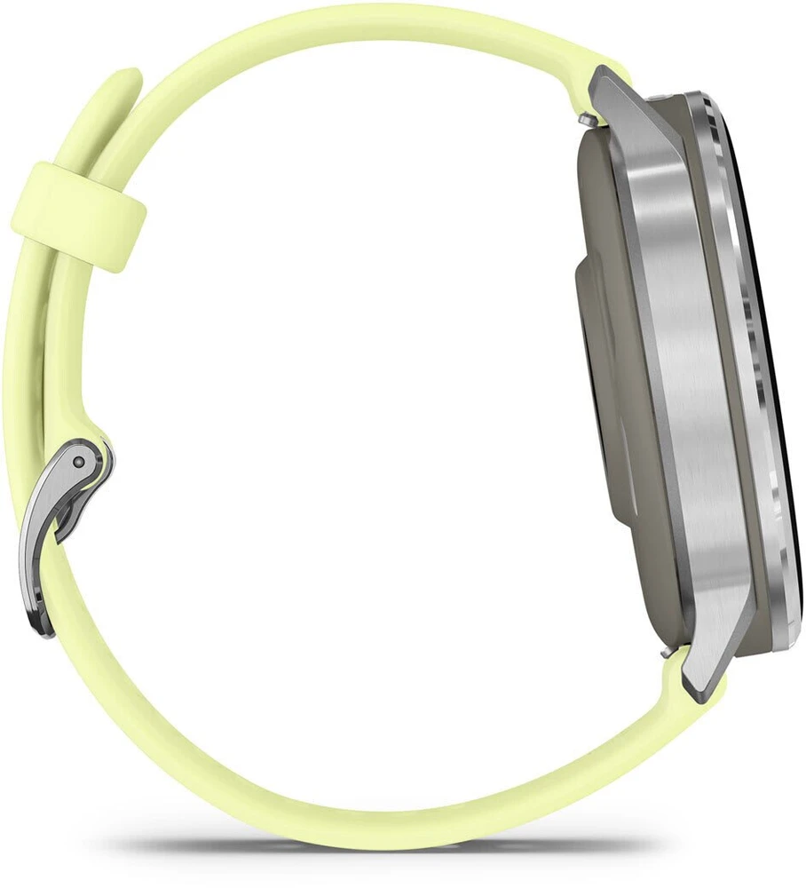 Išmanusis laikrodis Garmin Venu® 4 - 45 mm | spalva: sidabro spalvos su citrinų spalvos silikonine apyranke (010-03014-02)