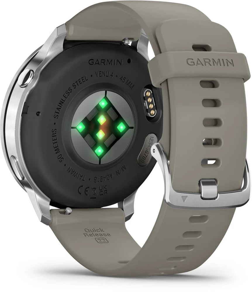 Išmanusis laikrodis Garmin Venu® 4 - 45 mm | spalva: sidabro spalvos su sidabrinės pilkos spalvos silikoniniu dirželiu (010-03014-01)