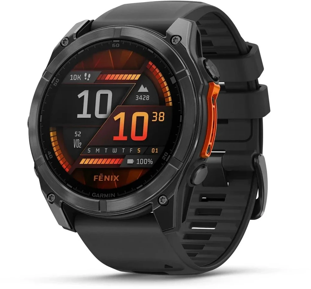 Išmanusis laikrodis Garmin Fenix 8 – 51 mm, AMOLED Skalūno pilkos spavos korpusas su juodu silikono dirželiu