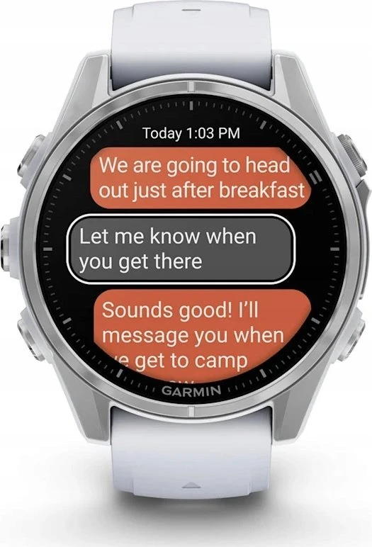 Išmanusis laikrodis Garmin Fenix 8 – 43 mm, AMOLED Sidabrinės spalvos korpusas su baltojo akmens spalvos silikoniniu dirželiu