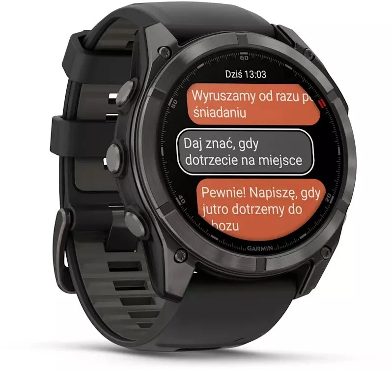 Išmanusis laikrodis Garmin fēnix® 8 Pro – 51 mm, AMOLED Sapphire, Pilkos anglies spalvos DLC titanas su juodos / pilkos akmenukų spalvos silikoniniu dirželiu | 010-03199-01