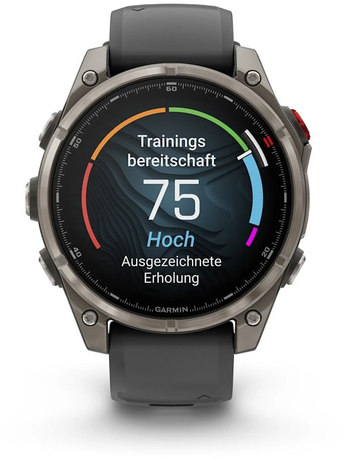 Išmanusis laikrodis Garmin fēnix® 8 Pro – 47 mm, AMOLED Sapphire, titanas su grafito spalvos / juodu silikoniniu dirželiu