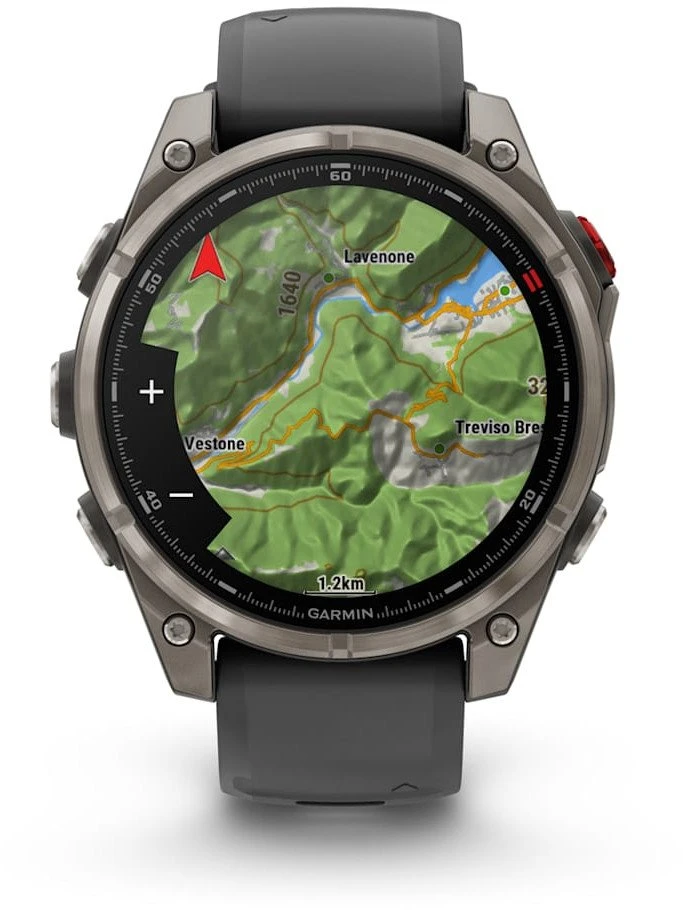 Išmanusis laikrodis Garmin fēnix® 8 Pro – 47 mm, AMOLED Sapphire, titanas su grafito spalvos / juodu silikoniniu dirželiu