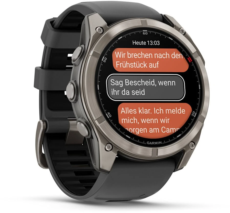 Išmanusis laikrodis Garmin fēnix® 8 Pro – 51 mm, AMOLED Sapphire, titanas su grafito spalvos / juodu silikoniniu dirželiu | 010-03199-11