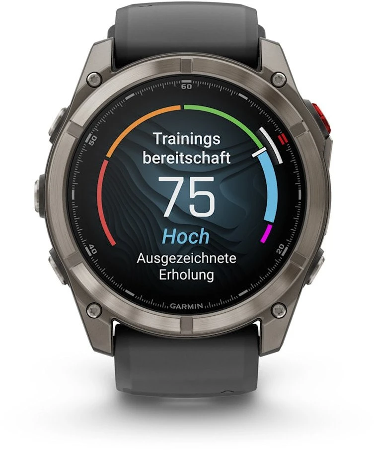 Išmanusis laikrodis Garmin fēnix® 8 Pro – 51 mm, AMOLED Sapphire, titanas su grafito spalvos / juodu silikoniniu dirželiu | 010-03199-11