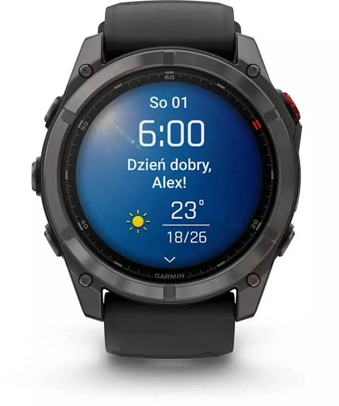 Išmanusis laikrodis Garmin fēnix® 8 Pro – 51 mm, AMOLED Sapphire, Pilkos anglies spalvos DLC titanas su juodos / pilkos akmenukų spalvos silikoniniu dirželiu | 010-03199-01