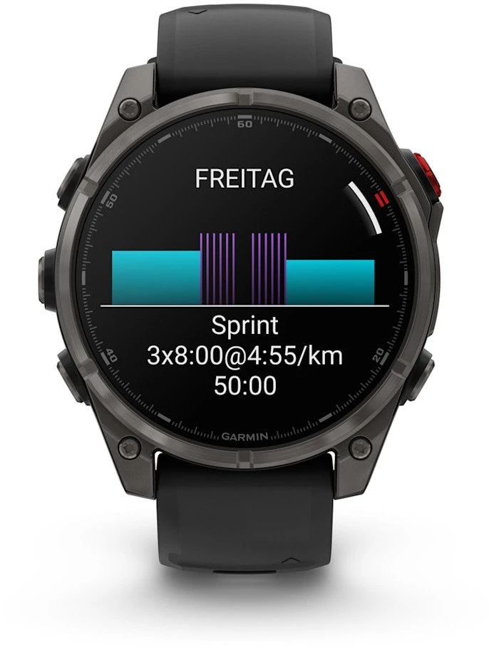Išmanusis laikrodis Garmin fēnix® 8 Pro – 47 mm, AMOLED Sapphire, titanas su grafito spalvos / juodu silikoniniu dirželiu