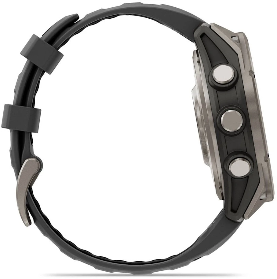 Išmanusis laikrodis Garmin fēnix® 8 Pro – 47 mm, AMOLED Sapphire, titanas su grafito spalvos / juodu silikoniniu dirželiu