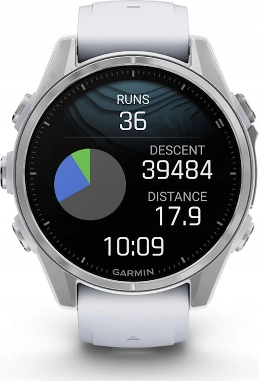 Išmanusis laikrodis Garmin Fenix 8 – 43 mm, AMOLED Sidabrinės spalvos korpusas su baltojo akmens spalvos silikoniniu dirželiu