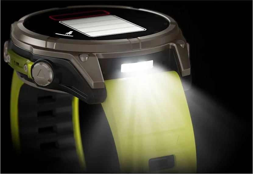 Išmanusis laikrodis Garmin Fenix 8 47mm, Solar, Sapphire, Titanas su ryškiai geltonu / grafito spalvos silikoniniu dirželiu
