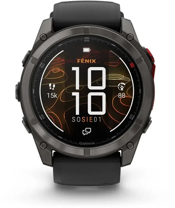 Išmanusis laikrodis Garmin fenix 8 Pro – 51 mm, MicroLED, Saph, Carb pilkas DLC ti Blck/pebble pilkas sil band