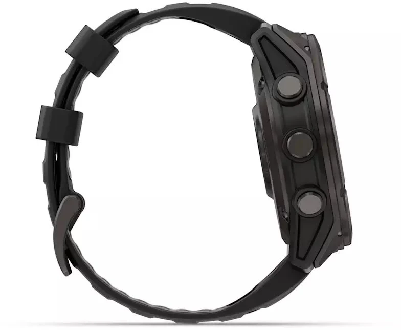 Išmanusis laikrodis Garmin fēnix® 8 Pro – 51 mm, AMOLED Sapphire, Pilkos anglies spalvos DLC titanas su juodos / pilkos akmenukų spalvos silikoniniu dirželiu | 010-03199-01