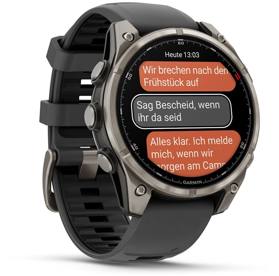 Išmanusis laikrodis Garmin fēnix® 8 Pro – 47 mm, AMOLED Sapphire, titanas su grafito spalvos / juodu silikoniniu dirželiu