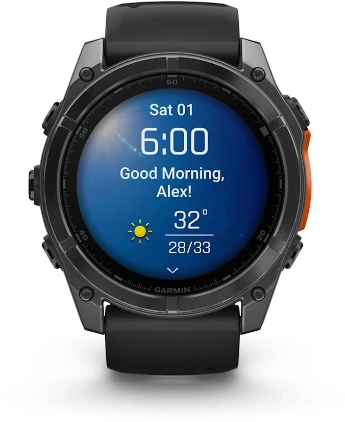Išmanusis laikrodis Garmin Fenix 8 – 51 mm, AMOLED Skalūno pilkos spavos korpusas su juodu silikono dirželiu