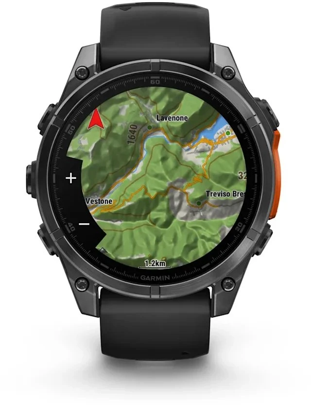 Išmanusis laikrodis Garmin Fenix 8 – 47 mm, AMOLED Skalūno pilkos spavos korpusas su juodu silikono dirželiu