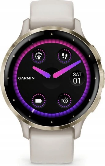 Išmanusis laikrodis Garmin Venu® 3S, Šviesaus aukso spalvos nerūdijančiojo plieno apvadas su dramblio kaulo spalvos korpusu ir silikoniniu dirželiu