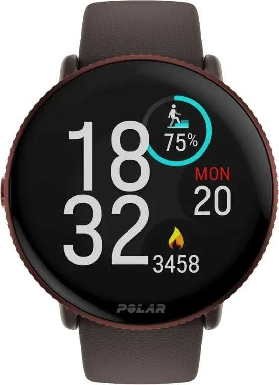 Išmanusis laikrodis Polar Ignite 3, S-L dydžio, Vario spalvos korpusas su rudos spalvos dirželiu