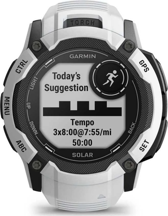 Išmanusis laikrodis Garmin Instinct 2X Solar, Juodos ir baltos spalvų korpusas su baltos spalvos dirželiu