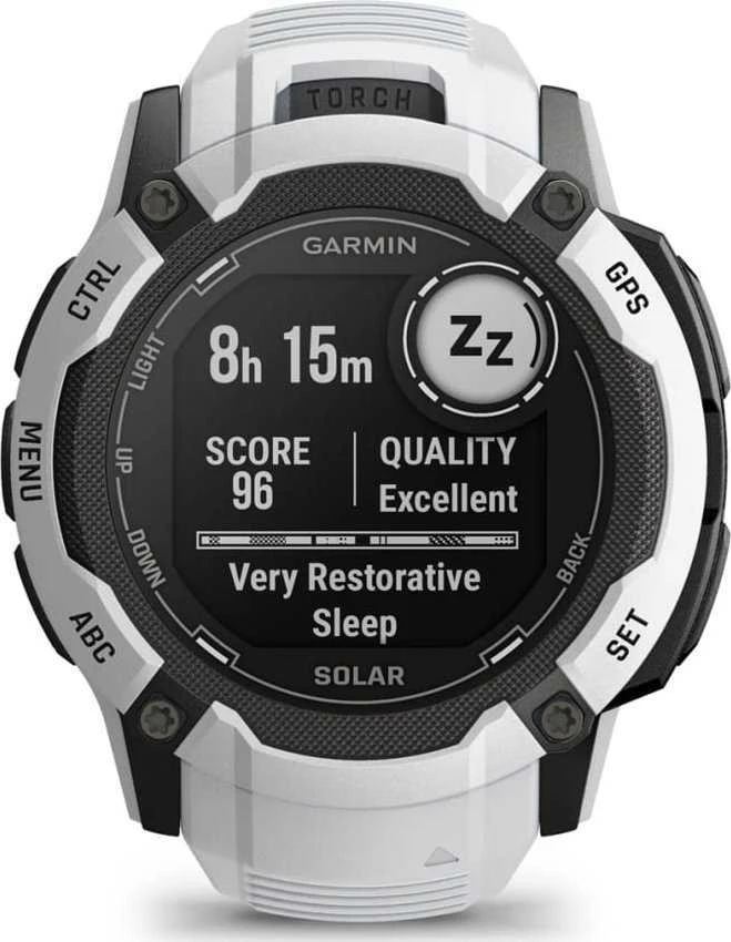 Išmanusis laikrodis Garmin Instinct 2X Solar, Juodos ir baltos spalvų korpusas su baltos spalvos dirželiu