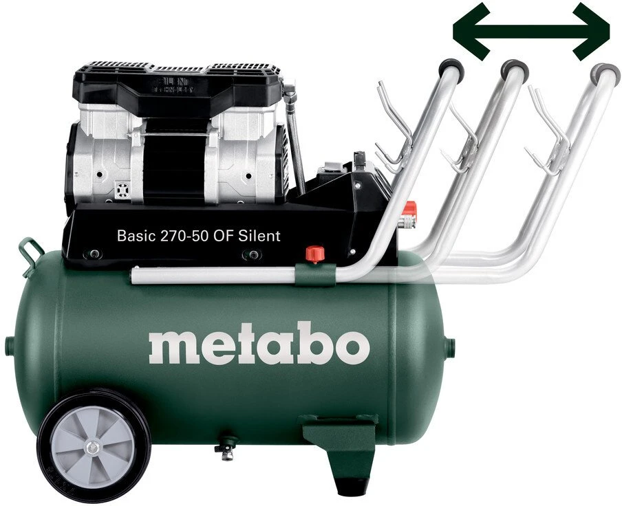 Betepalinis stūmoklinis kompresorius Metabo Basic 270-50 OF Silent; 50 l; 1,5 kW; 10 bar