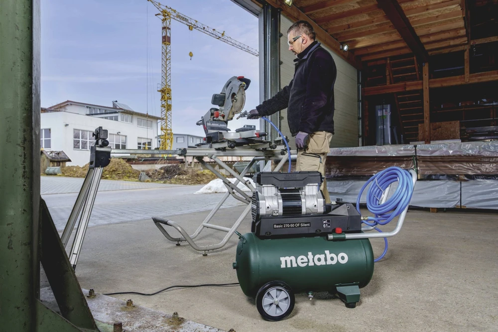 Betepalinis stūmoklinis kompresorius Metabo Basic 270-50 OF Silent; 50 l; 1,5 kW; 10 bar