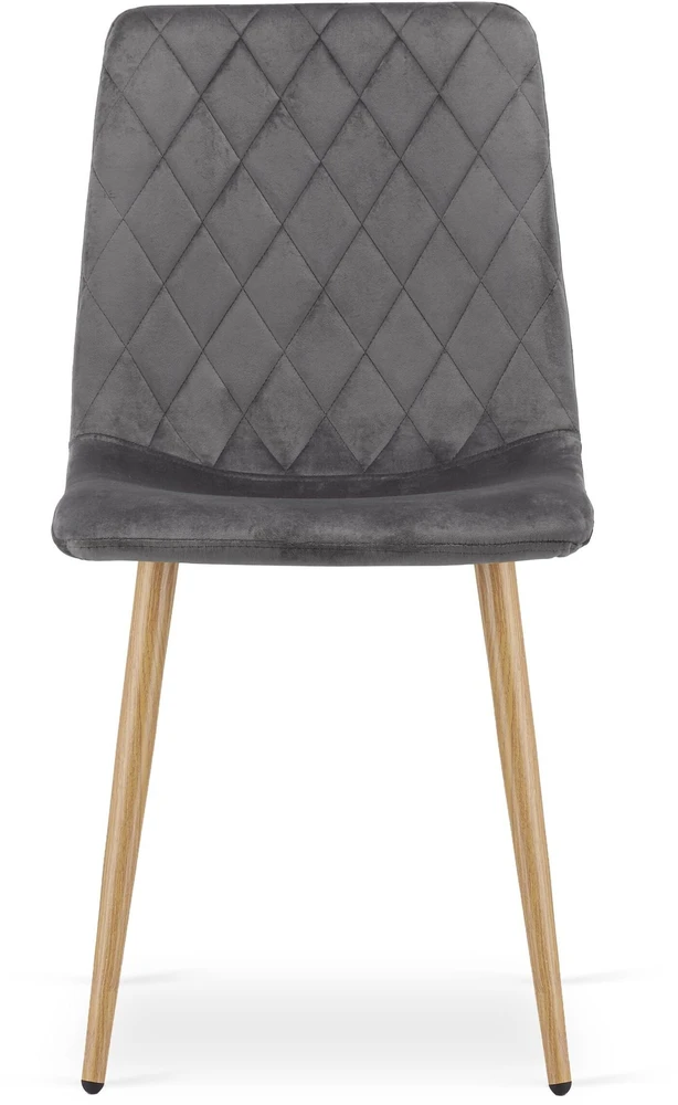 Springos Kėdžių komplektas veliūrinėmis sėdynėmis, metalinės medienos imitacijos kojos, tamsiai pilkas, 87,5 × 44,5 × 53 cm, 2 vnt.