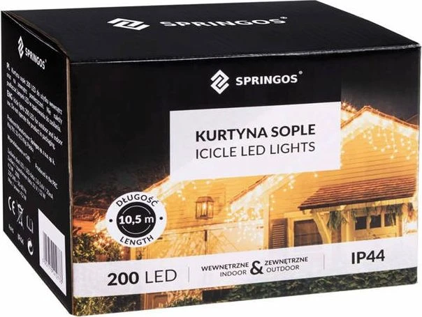 Springos Kalėdinė girlianda su varvekliais, 200 LED, 8 m