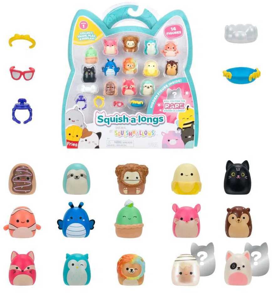 SQUISHMALLOWS SQUISH-A-LONGS kolekcinės figūrėlės, 14 vnt., 2,5 cm