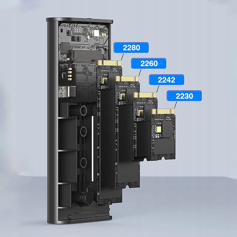 Zenwire SSD korpuso suderinamų diskų dydžių schema