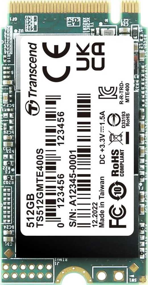 TRANSCEND 512GB, M.2 2242,PCIE GEN3X4, NVME, 3D TLC, DRAM-LESS