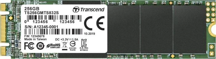 „TRANSCEND“ 256 GB vienpusis M.2 2280 SSD SATA B+M raktas TLC