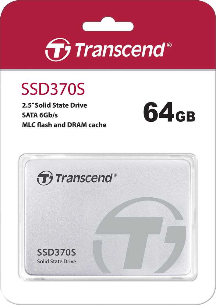 TRANSCEND SSD370S 64 GB SSD 6,4 cm 2,5 colio SATA 6 Gb/s MLC aliuminio dėklas