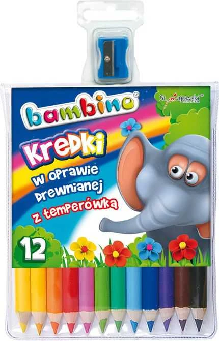Lean School BAMBINO Mediniai pieštukai su rėmeliu 12 spalvų + galąstuvas
