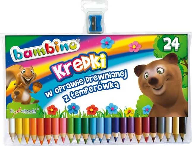 Lean School BAMBINO Pieštukai mediniame rėmelyje 24 spalvos + galąstuvas