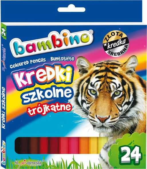 BAMBINO Mokykliniai trikampiai pieštukai 24 spalvų