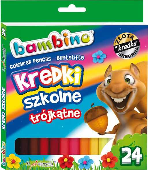 BAMBINO Mokykliniai trikampiai pieštukai 24 spalvų