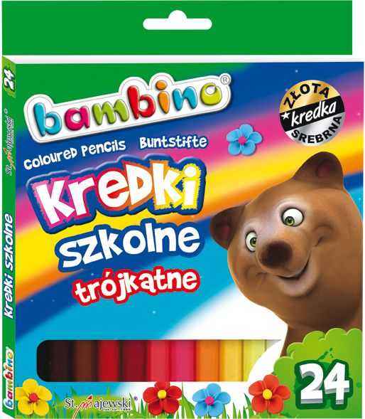 BAMBINO Mokykliniai trikampiai pieštukai 24 spalvų