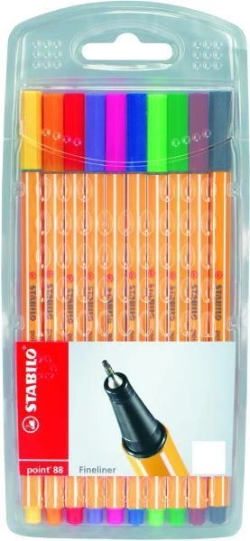 Stabilo Fineliner POINT 0,4 mm 10 spalvų dėžutėje