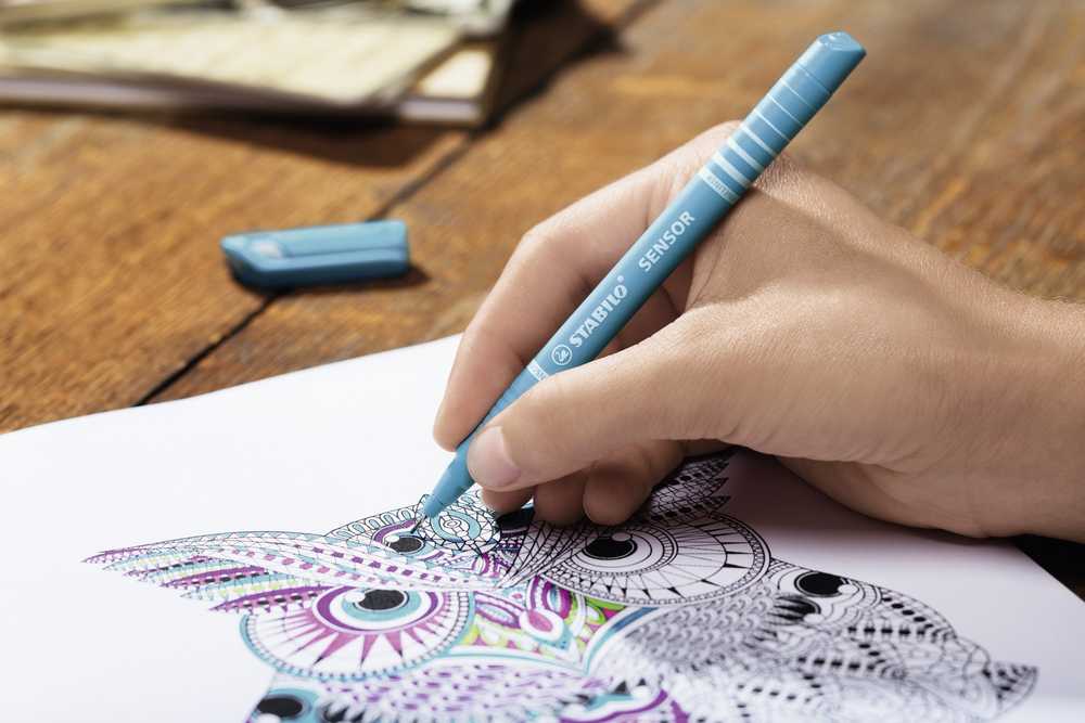 Stabilo Fineliner Sensor 189, 0,3 mm, blå, æske a 10 stk.
