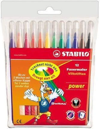 Stabilo flomasteriai 12 spalvų Power