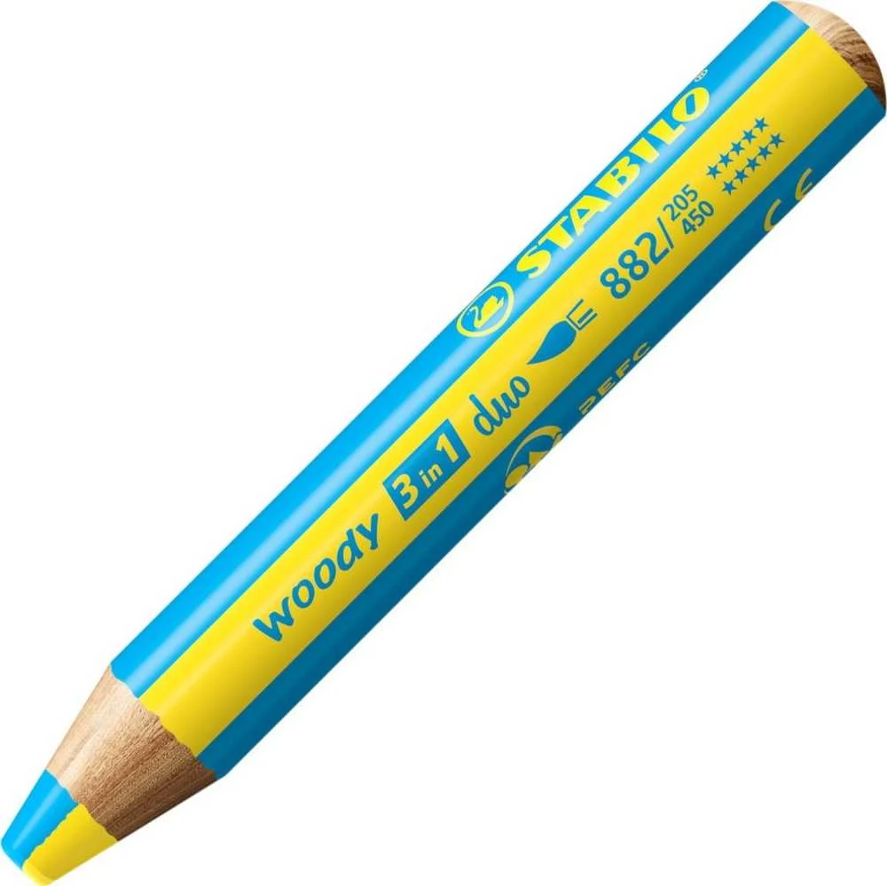 Stabilo Woody 3in1 kreidelės, 15 vnt. su indeliu