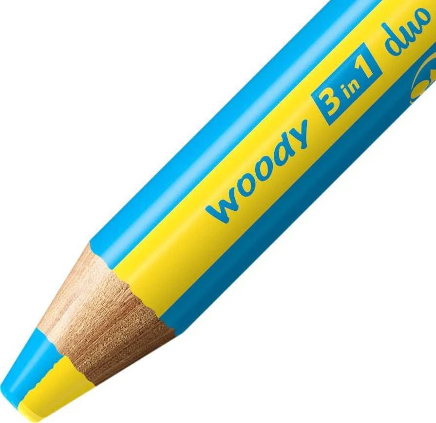 Stabilo Woody 3in1 kreidelės, 15 vnt. su indeliu
