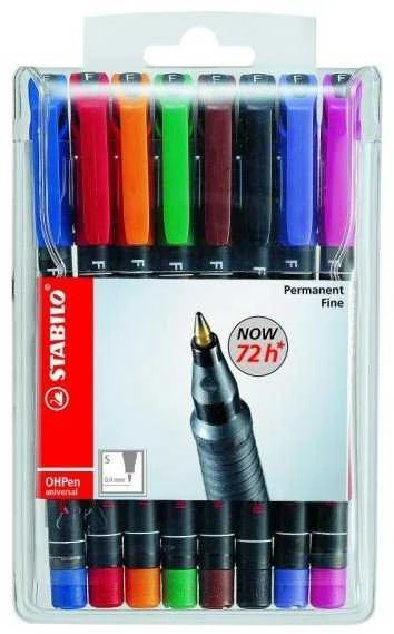 STABILO OHPen Universal, Daugiaspalvis, Vokietija, 8 vnt., 102 mm, 16 mm, 153 mm