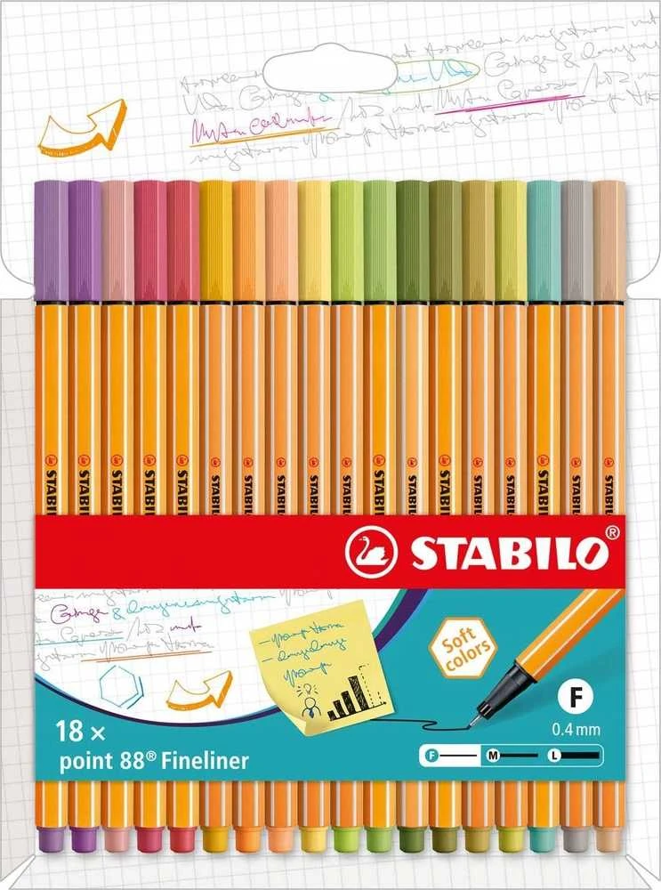 Stabilo Point 88 ploni flomasteriai, 18 spalvų