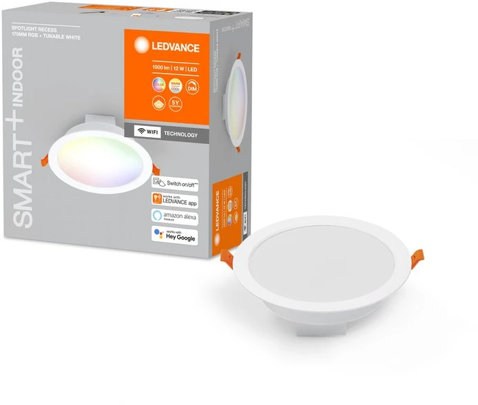 Ledvance 12W LED įleidžiamas šviestuvas, baltas, 2700…6500K, išmanus+WiFi valdymas