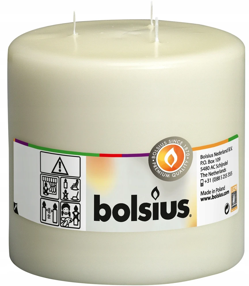 Stabilus Bolsius žvakė su cilindru ir 3 degikliais Mamoth Ø150x150mm smėlio spalvos