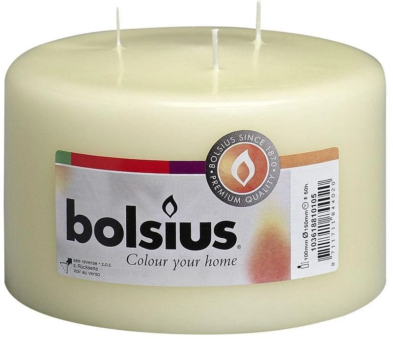 Stabilus Bolsius žvakė su cilindru ir 3 degikliais Mamoth Ø100x150mm smėlio spalvos
