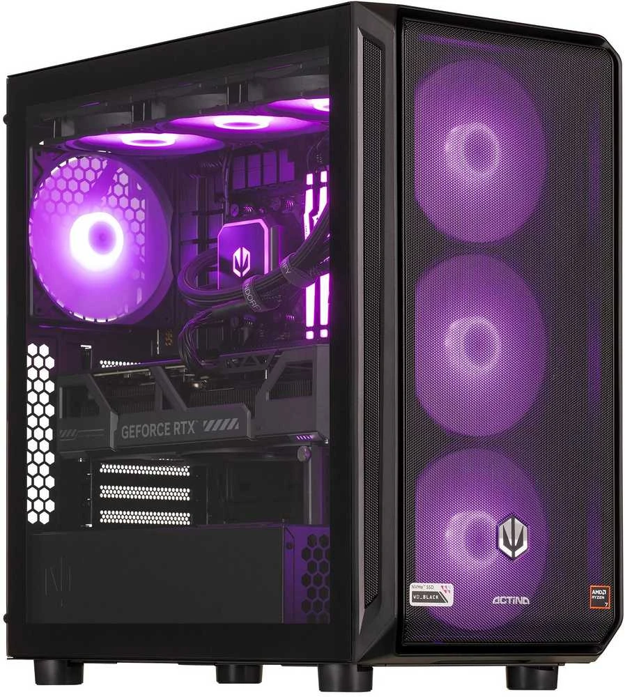 Stacionarus kompiuteris Actina 5901443414568 PC AMD RyzenTM 7 9800X3D 32 GB DDR5-SDRAM 2 TB SSD NVIDIA GeForce RTX 5070 Ti Midi Tower Juodas
