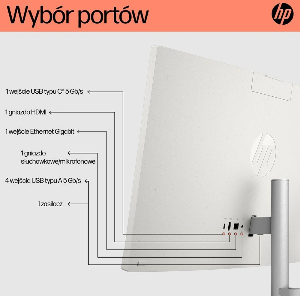 „Hewlett Packard“ (HP) HP 24-cr0334nw AMD Ryzen™ 7 7730U 60,5 cm (23,8 colio) 1920 × 1080 pikselių „viskas viename“ kompiuteris 16 GB DDR4-SDRAM 512 GB SSD Nemokamas DOS Wi-Fi 6 (802.11ax) Baltas