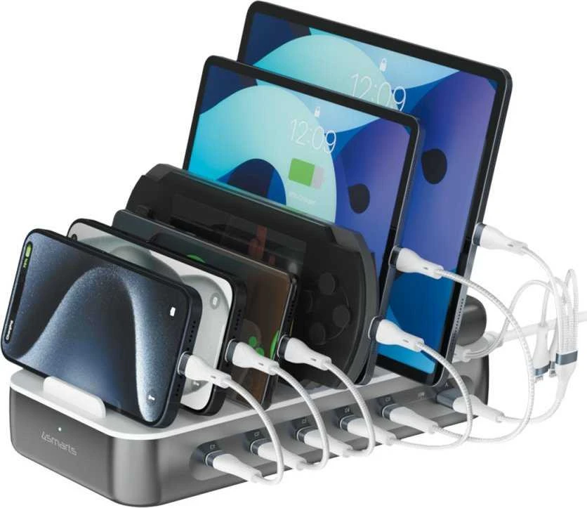 4smarts Team 100W įkrovimo stotelė su kabelių rinkiniu, Space Gray